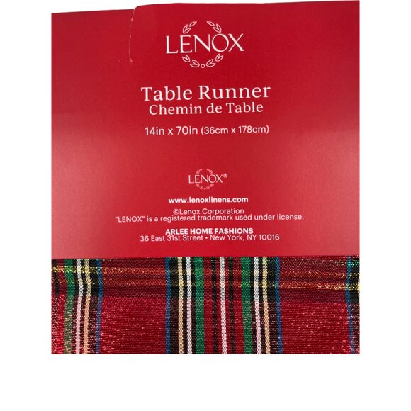 Lenox Christmas Holiday Nouveau Table Runner Tartan Metallic 14-inch X 70-inch - Picture 3 of 8